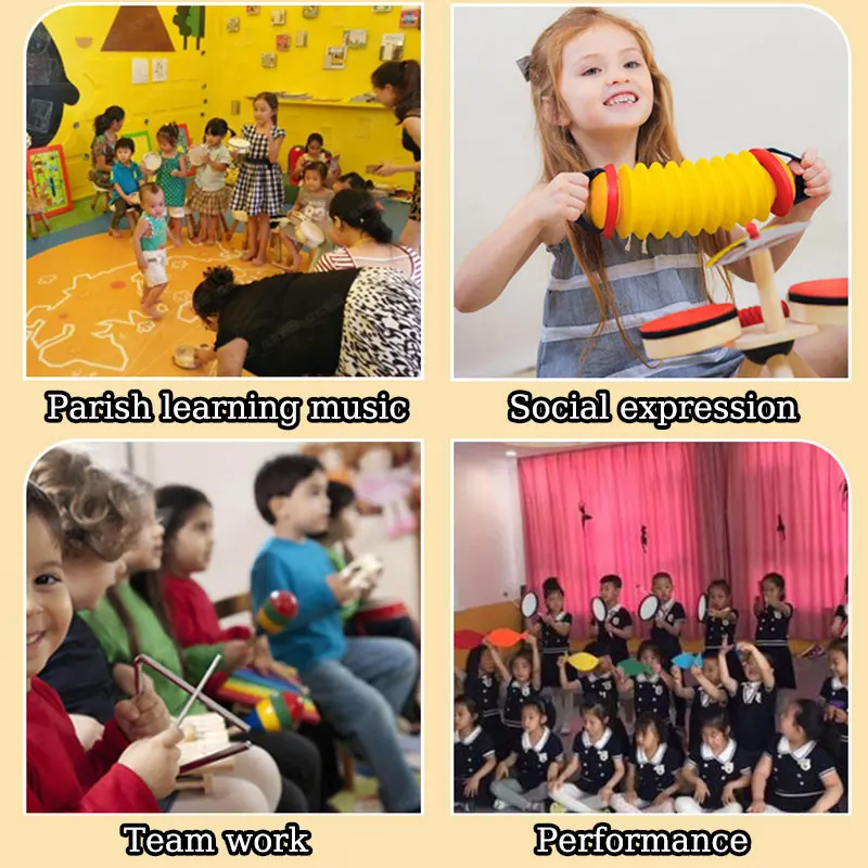 Kids Musical Instrument Toys Montessori 100% Natural Wooden Log Color Percussion Game Parish Learning Preschool Educational Toys 5