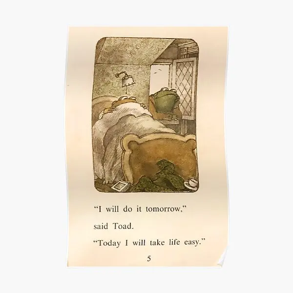 

Frog And Toad I Will Do It Tomorrow Poster Painting Art Home Picture Decor Vintage Funny Wall Decoration Mural Modern No Frame