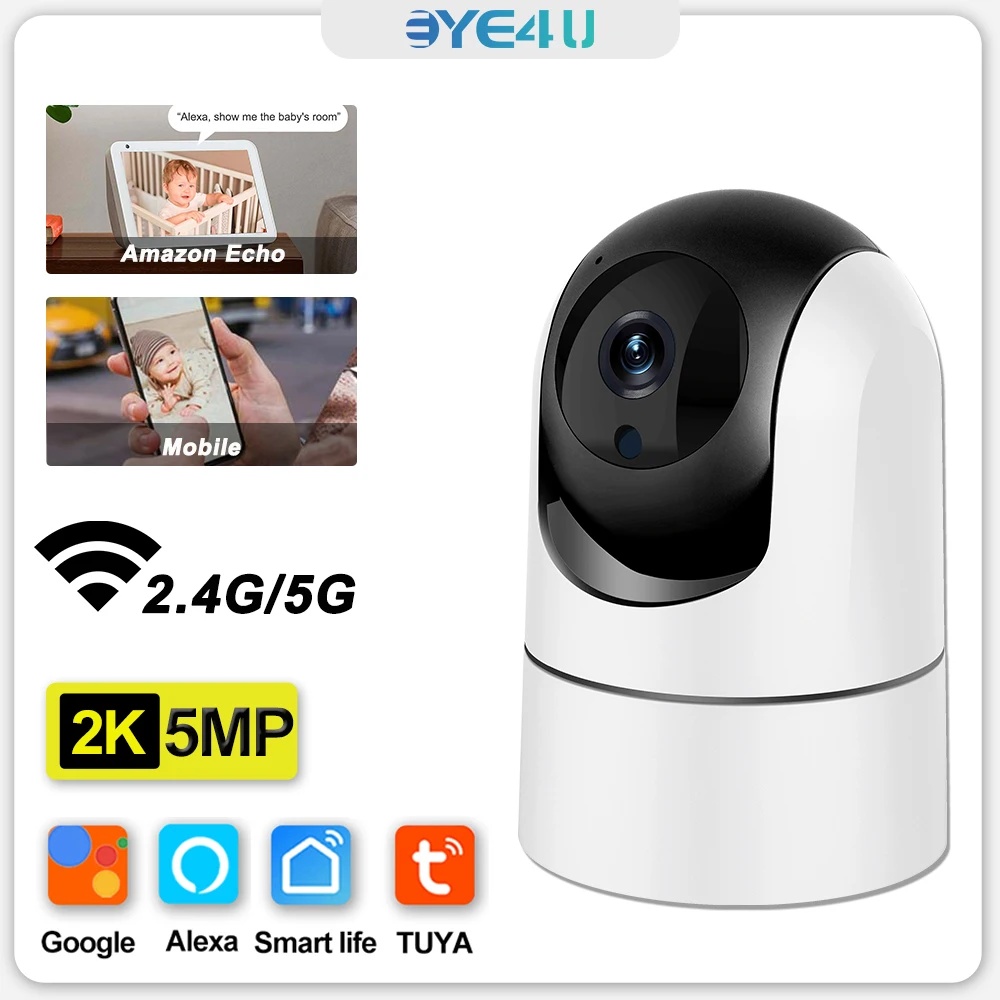 5MP HD, Baby Monitor, 5G WiFi, Indoor ,2K ,Plug and Play, Monitor portátil,Detecção de movimento