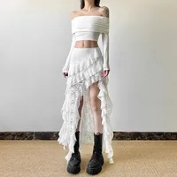 Jupe gothique années 2000, vêtements d'été pour femmes, Gyaru Kpop, Streetwear, dentelle, taille haute, décontractée, esthétique, longue, Hip Hop 2