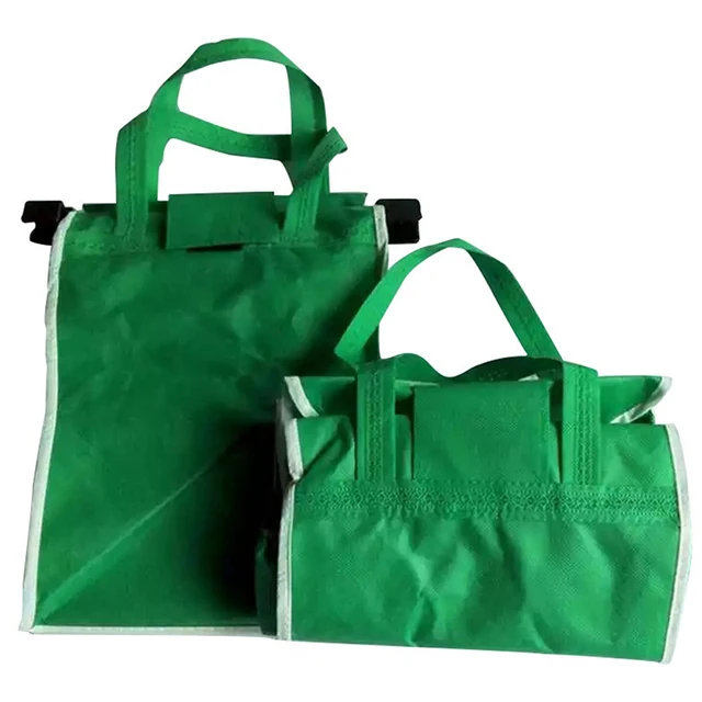 Carrello Della Spesa Pieghevole Verde - Tessuto Oxford Impermeabile, Portatile Per Supermercato - Foto 3