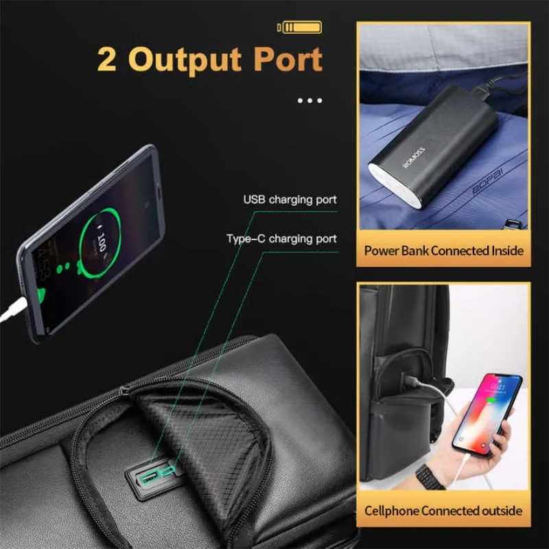 BOPAI Wholesale  large Capacity Business 15.6 Inch Laptop Usb Charging Custom Bag Pack Men Luxury Travel Genuine Leather Backpac 5