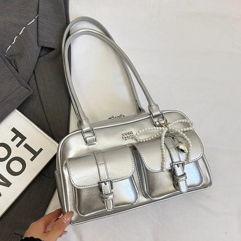 2026 New Commuter Small Women's Handbag Boston Large Capaci Bowling Bag Soft Square PU Leather Faionable oulder Crossbody Bag