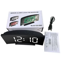 LED Digital Clock with Backlight and Temperature Display - Large Number Alarm Clock (White)