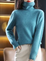 LHZSYY Winter Women Sweater Solid 100%Mink Cashmere Turtleneck Knitted Pullovers Slim Soft Warm Female Long Sleeve 23  Color