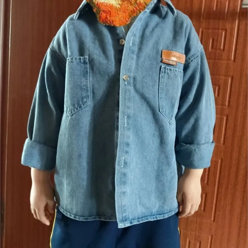New Spring autumn Baby Girls boys Cotton Denim soild T shirts coat Cute Children kids Clothes