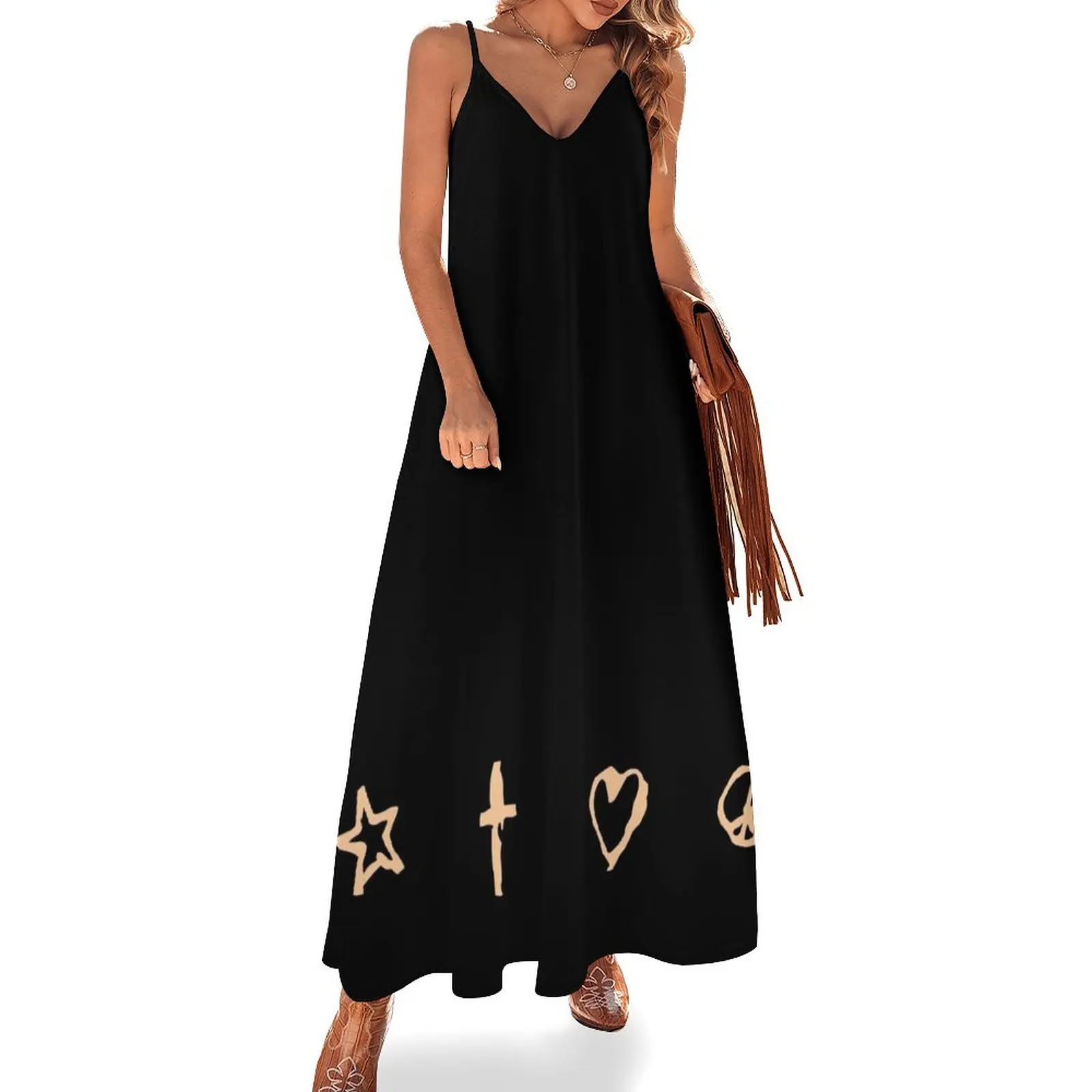 Signs (Peach on Black) Sleeveless Dress prom clothes Women dresses summer women's summer clothing 2024