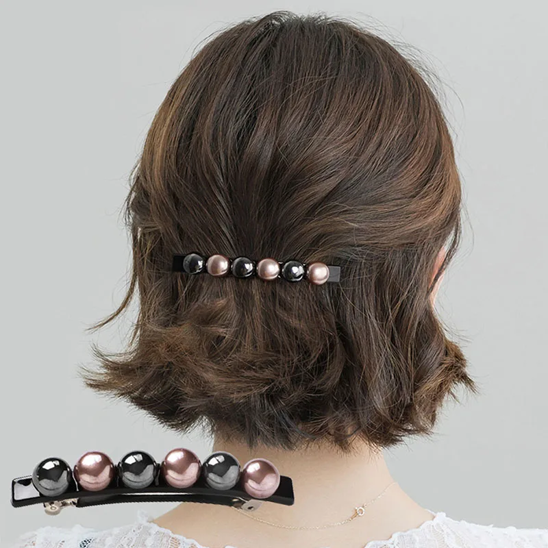 

CHIMERA Hair Accessories Elegant Pearls French Hair Barrettes for Women Acetate Ponytail Holder Top Clip Headdress Hair Clips