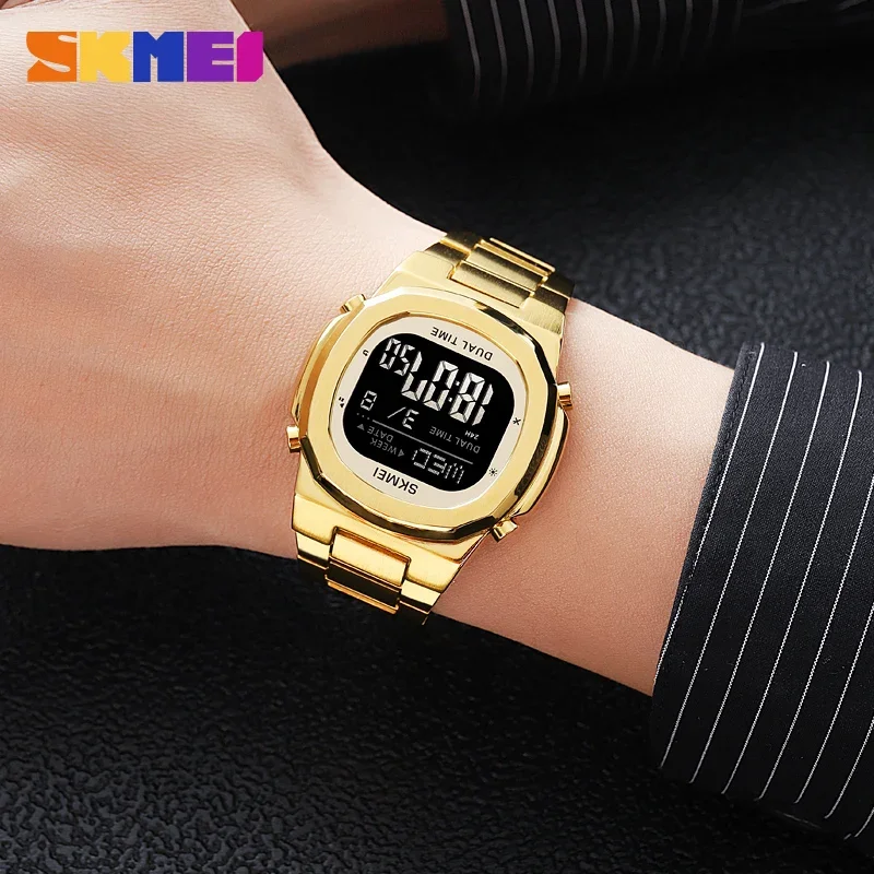 SKMEI 2004 Luxury Digital Watch for Men Sport Calendar Steel Waterproof Electronic Men Wristwatches Led Alarm Clock Reloj Hombre