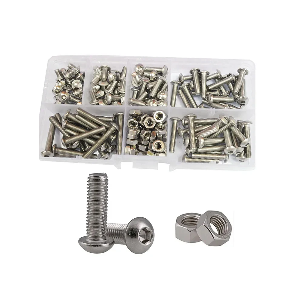 Hex Socket Screw Nut Washer Set Hexagon Metric Thread Machine Allen Bolt Assortment Kit 304 Stainless Steel Screw stainless steel bolt stainless steel nut stainless steel screw