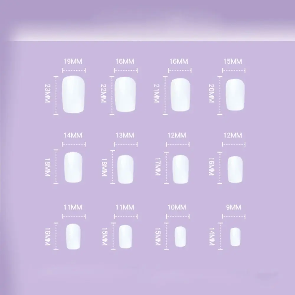 24pcs Detachable DIY Press on Nails False Nails Short Square Silver Flame French White Edge