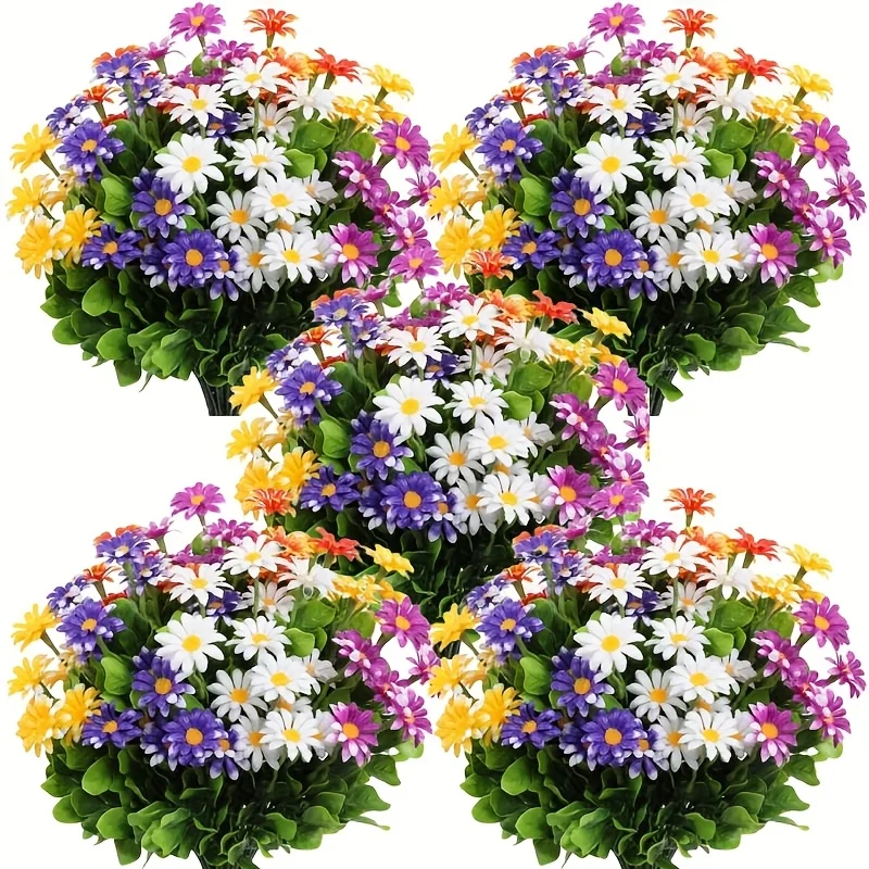 Vibrant Outdoor UV-Resistant Artificial Daisy Flowers for Home and Garden Decor