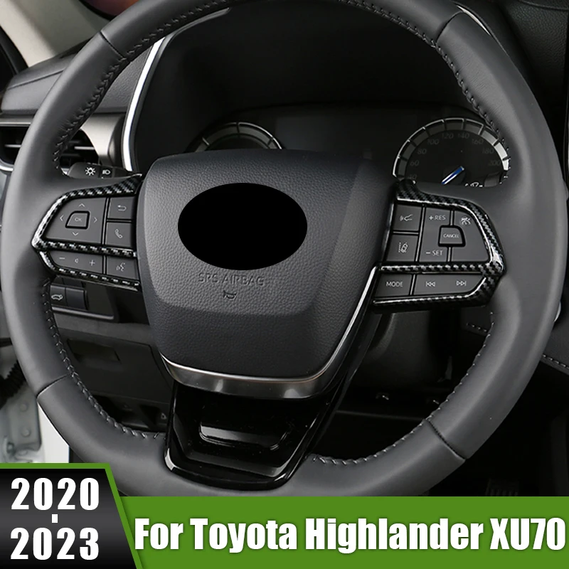 

For Toyota Highlander XU70 2020 2021 2022 2023 Hybrid ABS Car Steering Wheel Switch Button Panel Cover Trims Frame Stickers