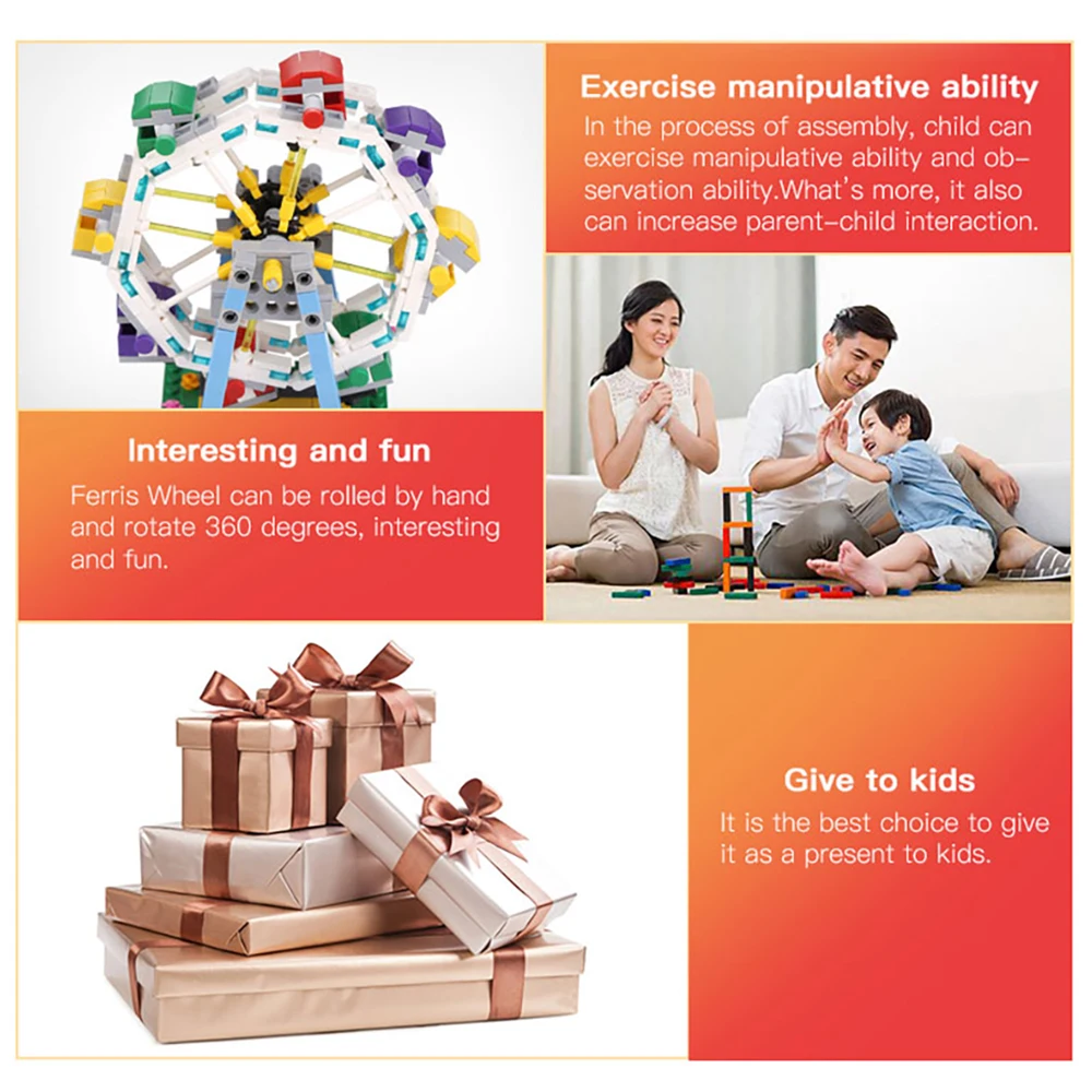 Saa20f95f885f4a71809ff952185f18c6h Klocki do budowy targowe blokuje diabelski młyn zestaw duże wahadło statek piracki karuzela Park rozrywki z instrukcją montażu