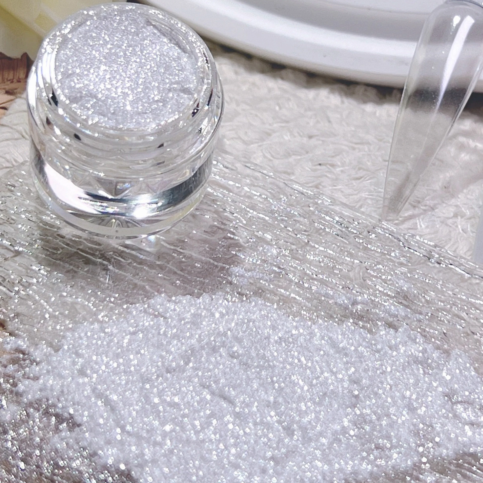 Nail Powder White Chrome Nail Powder Super Glossy Clear Mirror Effect Smooth Pearl Glitter Pigment White Ice Transparent moonlight Powder,nail pigment,nail glitter,reflective powder