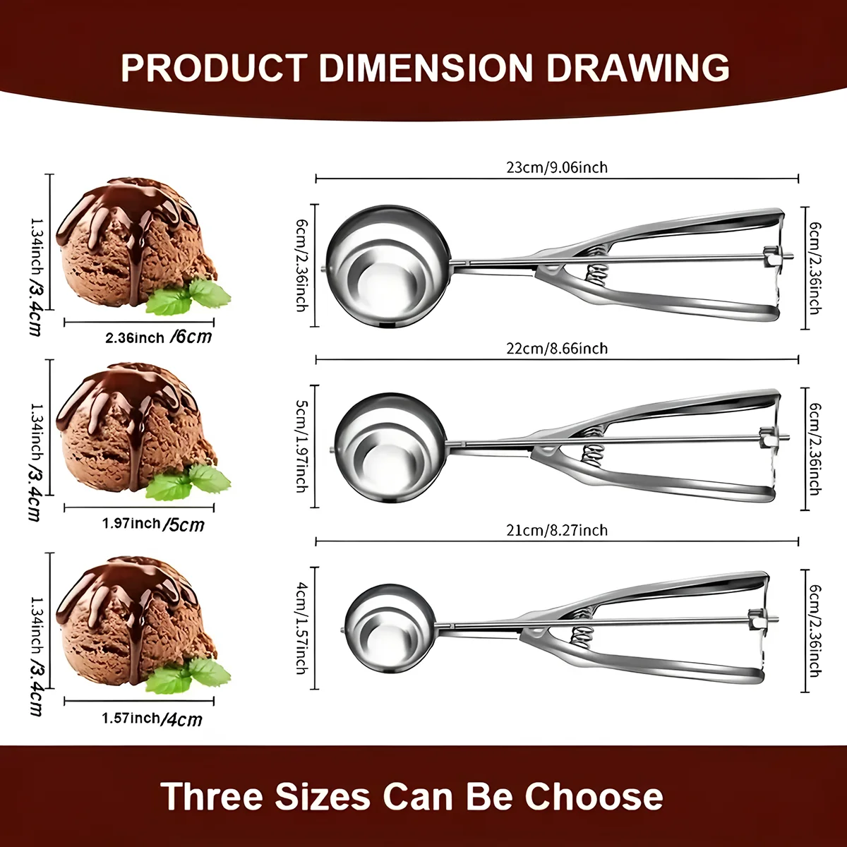 Stainless steel ice cream scoop trigger release Creative practical multifunctional