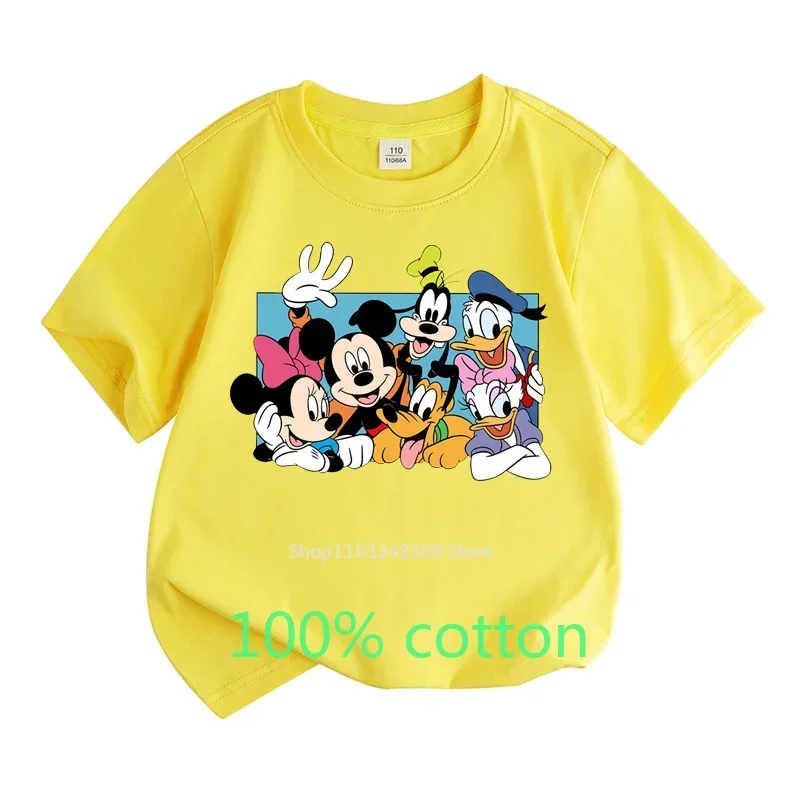 Summer Children Clothes 100%Cotton T-shirt Girls Boys Tops  Mickey Mouse Clubhouse Cartoon Toddler Round Neck Short-sleeved 6