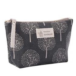 Charming Bear Design Canvas Travel Cosmetic Bag - Portable Women's Toiletries Organizer (Wish tree)