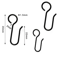 Set of 30 Stainless Steel S-Shaped Ceiling Curtain Hooks for Shower and Home Decor (30pcs black)