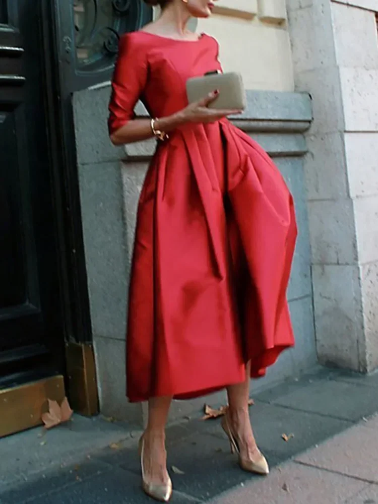 فساتين نسائية أنيقة للولائم المسائية متوسطة الطول...