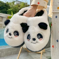 Cute Cartoon Panda Slippers Women 2024 Winter Warm Plush House Slippers Woman Comfortable Soft Sole Non Slip Indoor Home Slides 1
