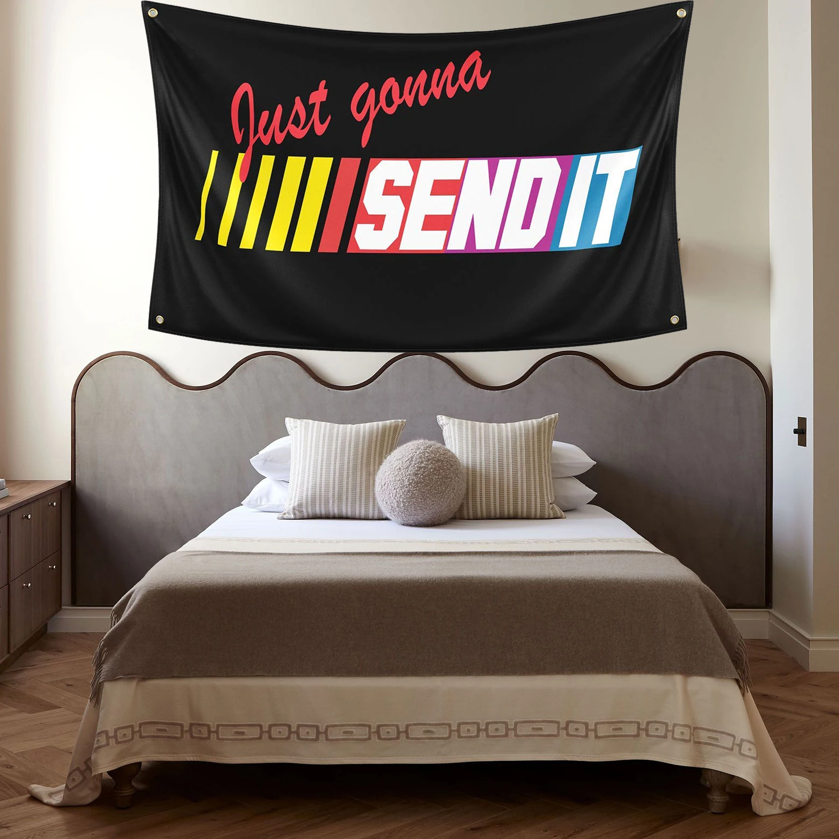 

Just Gonna Send It Tapestry Funny Poster Durable Hanging Flag Banner Vivid Color Polyester 100D Outdoor Gift Decorations Hanging