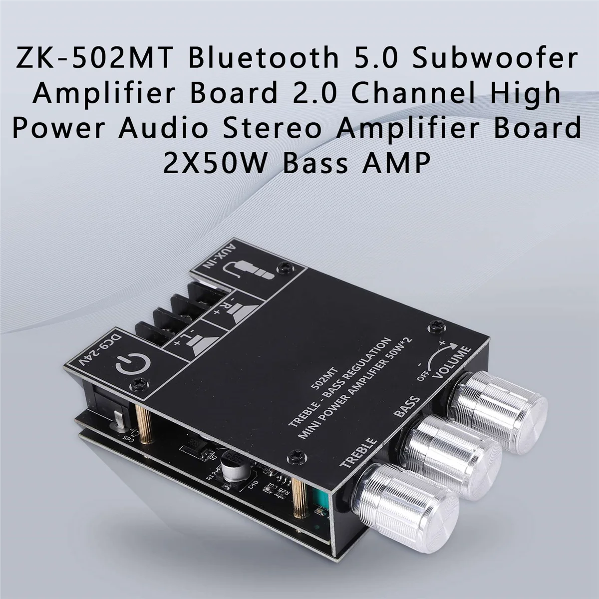 

ZK-502MT Bluetooth 5,0 панель усилителя сабвуфера, 2,0 каналов, плата высокомощного усилителя звука, 2x50 Вт, басовый усилитель