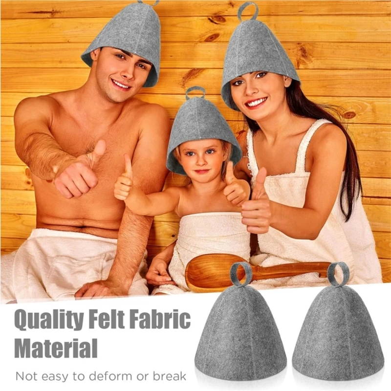 Shower Cap Sauna Hats Dry Hair Cap 2Pcs Anti Heat Sauna Hat Thicken Wool Felt Hair Turban Quickly Towel Drying Bathroom Accessories