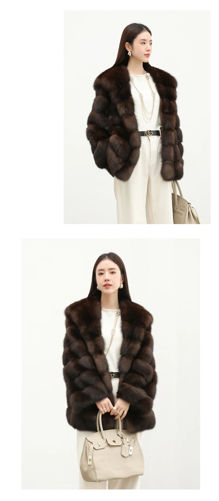 Lautaro Autumn Winter Elegant Luxury Chic Thick Warm Soft Faux Sable Fur Coat Women with Hood High Quality Fluffy Jacket Hoodie