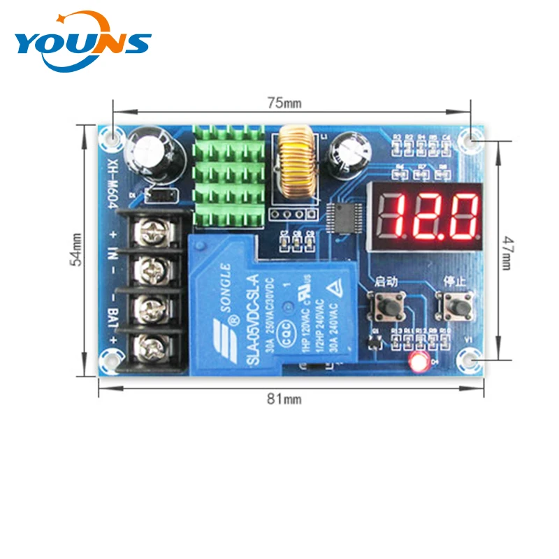 XH-M604 충전기 제어 모듈 DC 6-60V 리튬 배터리 메모리 배터리 충전 모니터링 제어 스위치 보호 보드