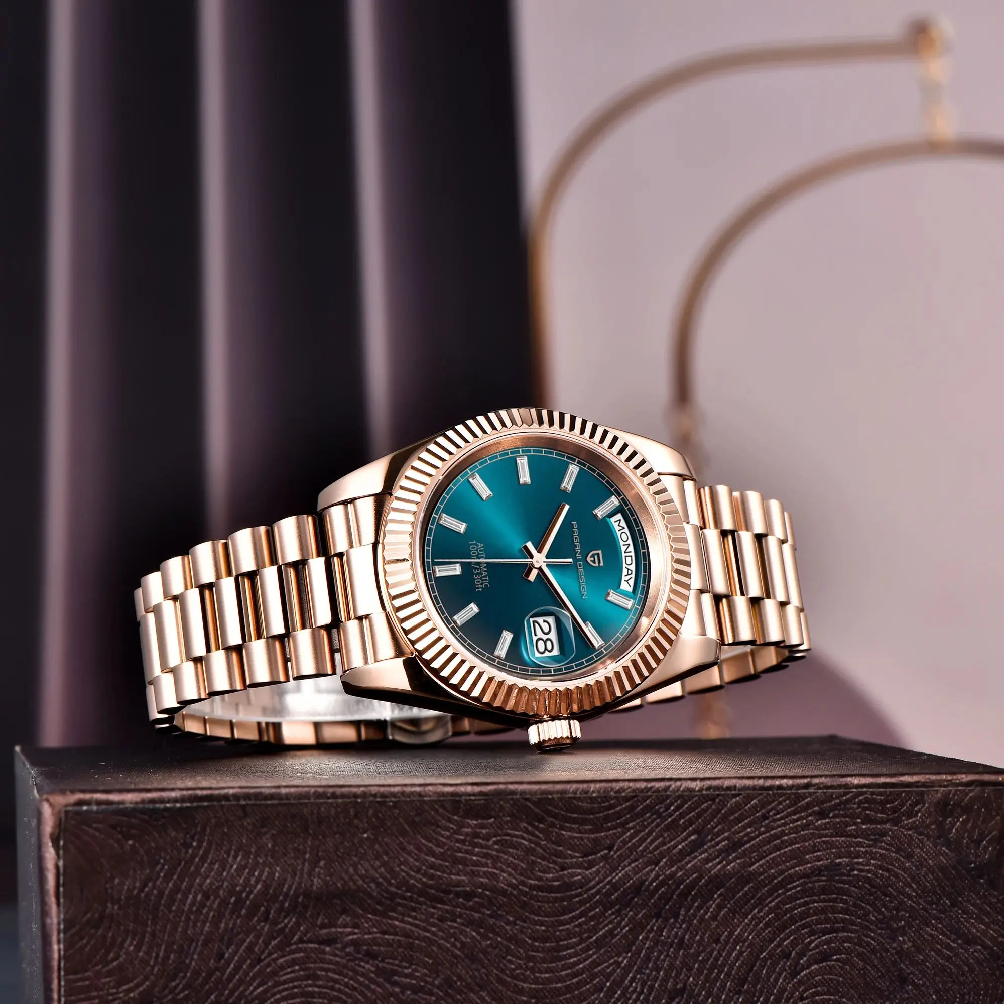 PAGANI DESIGN-relojes mecánicos de oro rosa DD36 para hombre