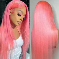 36 pouces os droit rose cheveux humains dentelle frontale perruque brésilienne 13x4 Transparent Hd dentelle avant perruque de cheveux humains 613 perruques colorées 2