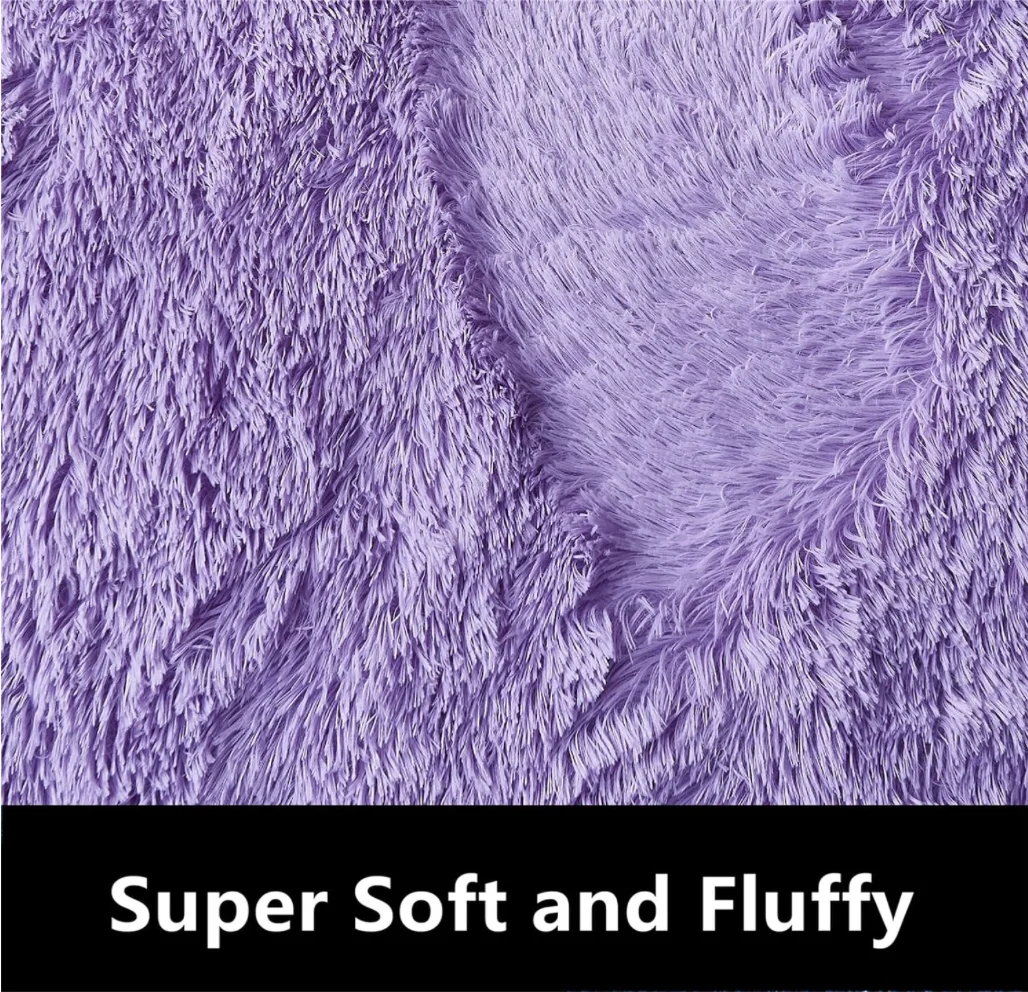 Rugs for Living Room, Purple Rugs for Bedroom, Large Fluffy Area Rugs Clearance for Playroom Soft Modern Shag Rugs Cute Carpet