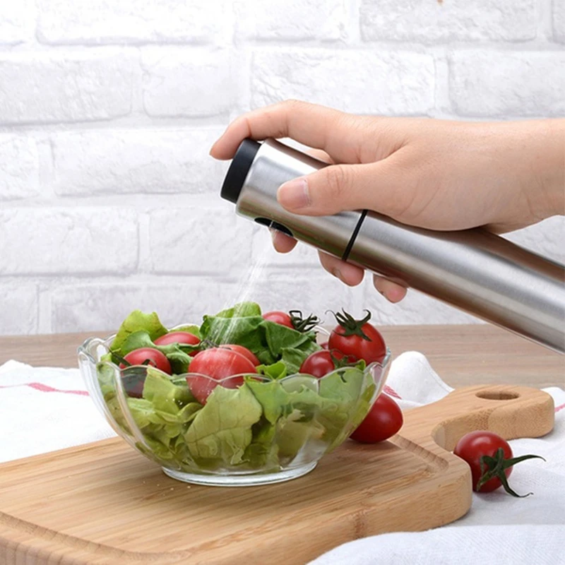 

1Pcs Oil Mist Spray Bottle Stainless Steel Pressing Refillable Cooking Baking Barbecue Vinegar Spritzer Kitchen Seasoning Tools