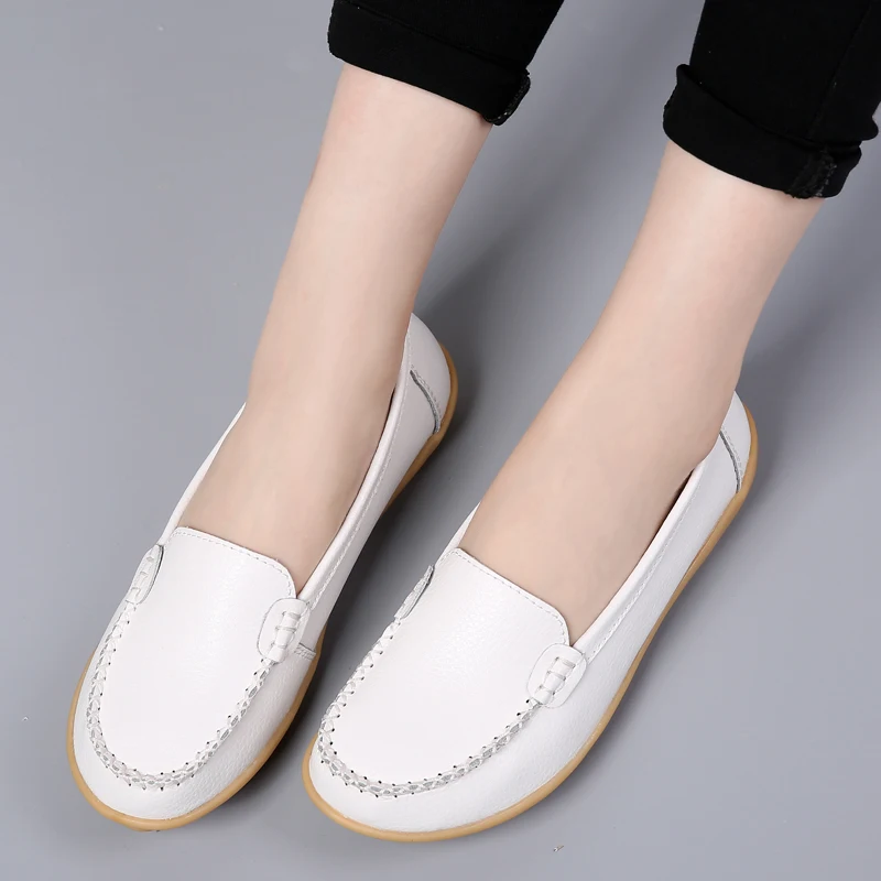 Women Flats Ballet Shoes Cut Out Leather Breathable Moccasins Boat Shoes Ballerina Casual women shoes