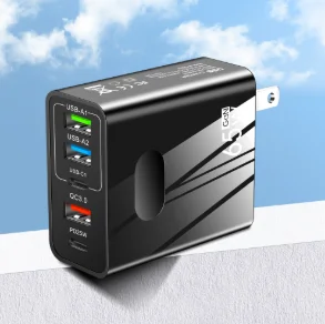 شاحن USB C بقوة 65 واط بتقنية GaN، شاحن سريع بخمسة منافذ، شاحن هواتف لأجهزة iPhone 14 و13 وXiaomi وSamsung، محول شحن من النوع C بتقنية PD.