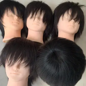 Nuova testa di manichino con capelli umani veri, capelli corti neri, perfetta per la pratica di parrucchieri, strumento per lo styling e la bellezza.