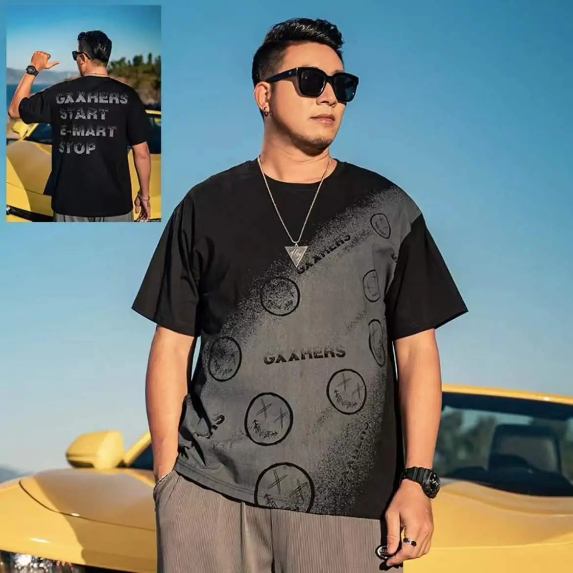 thumbnail image 1 of Camisetas para hombre, camisetas holgadas, de gran tamaño, con estampado, camisetas para hombre, cuello redondo, ropa barata con alfabeto y de alta calidad, talla normal 5xl Y2k, 1 of 5