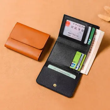 Multi-card Slot Solid Color Portable Leather Card Case Universal Bank Card Credit Card ID Bus Card Holder Travel Card Organizer
