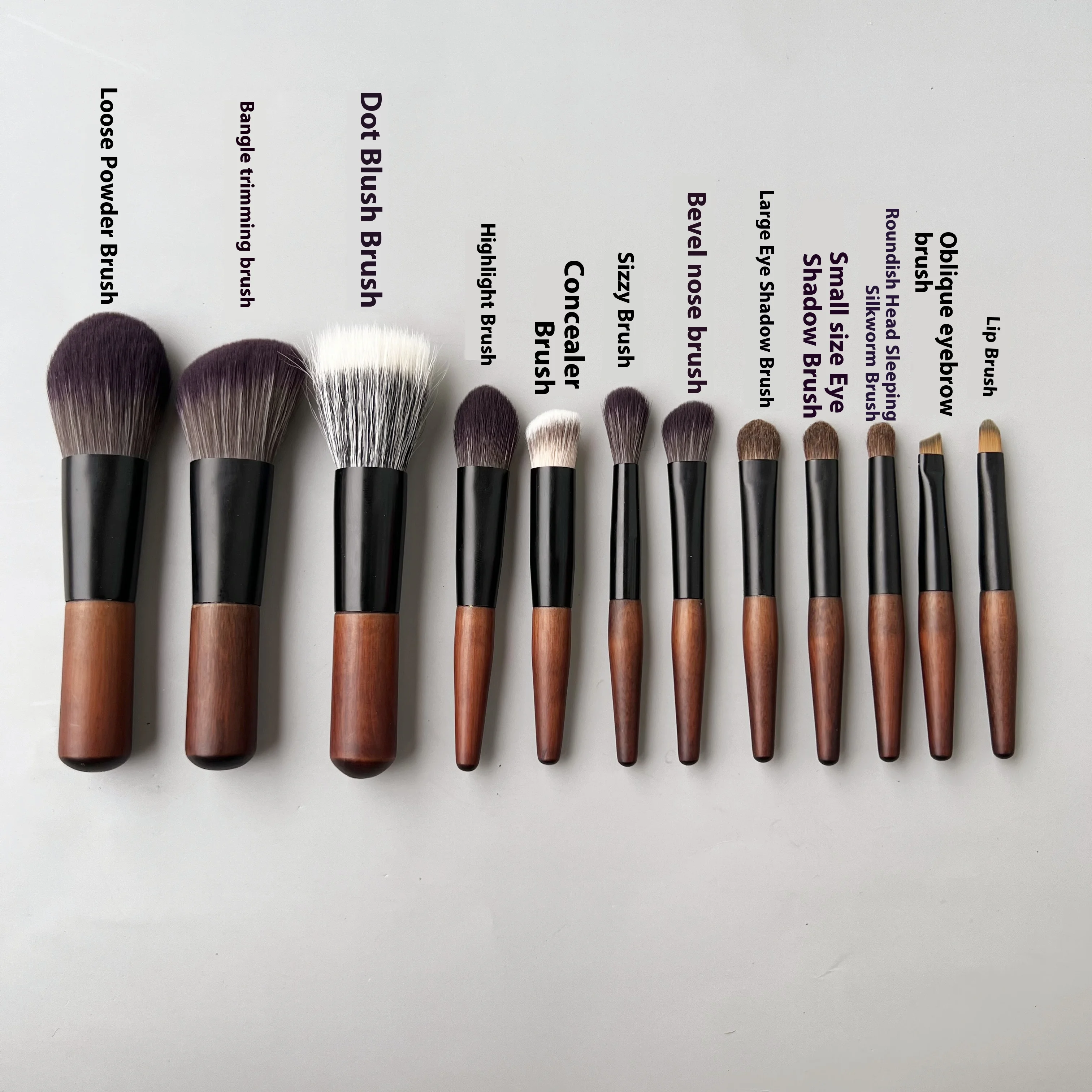 12pcs Mini Makeup Brushes Eyeshadow Brush Loose Powder Blusher Foundation Brush Travel Portable Make Up Brushes with Bag 3