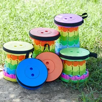 The Latest Portable Fun Casual Round Folding Chair Adjustable Plastic Fishing Stool Rainbow Telescopic Stooltool 1
