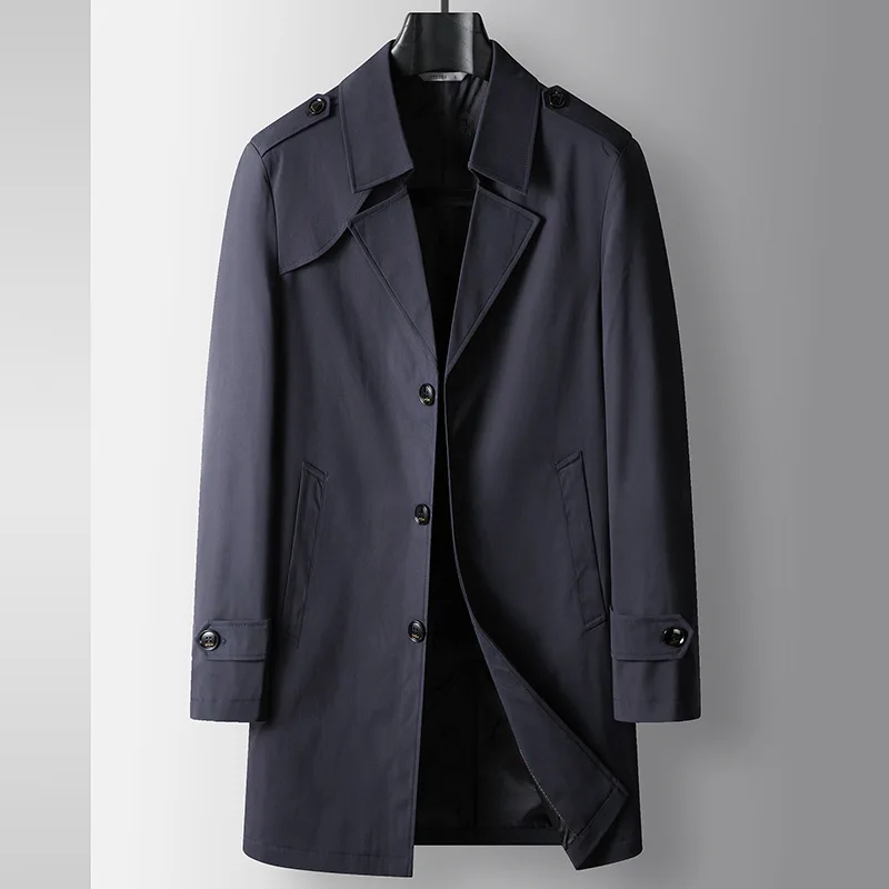 Spring and Autumn New Men's Hooded Business Casual Windbreaker Coat Anti Wrinkle Luxury Business Casual Trench Coat Trend