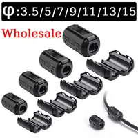 10Pcs 3.5/5/7/9/13/15mm Ring Core Ferrite Bead Clamp Choke Coil EMI RFI Noise Filter Clip Snap Cable for Black Magnetic Snap-on 1