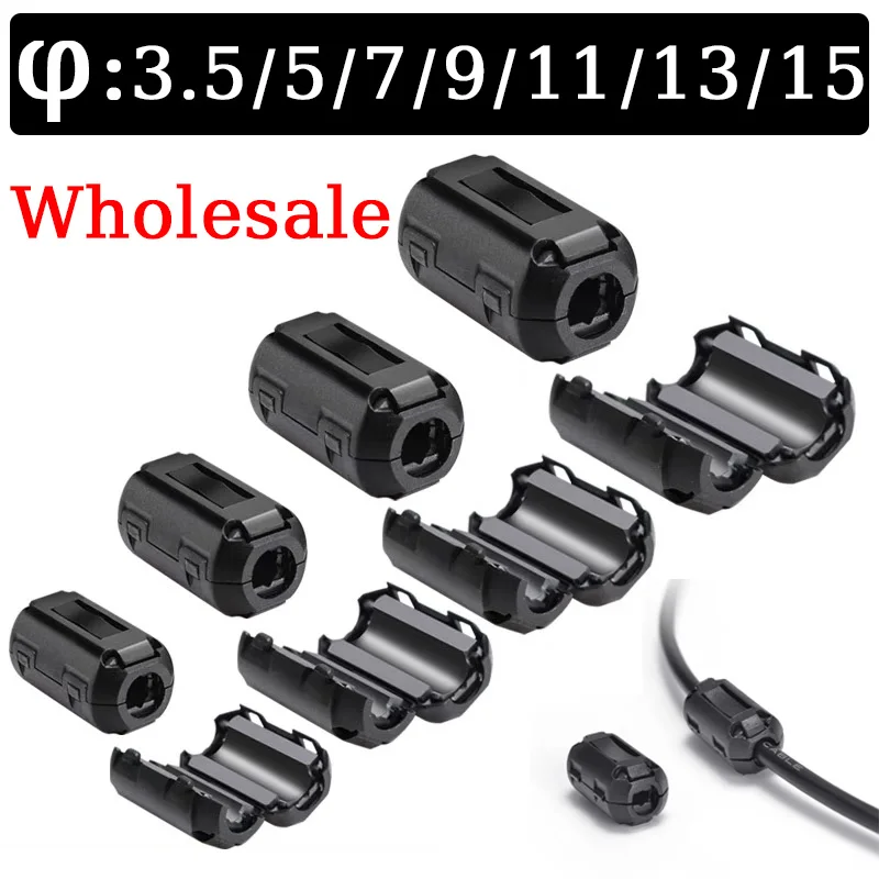 10Pcs 3.5/5/7/9/13/15mm Ring Core Ferrite Bead Clamp Choke Coil EMI RFI