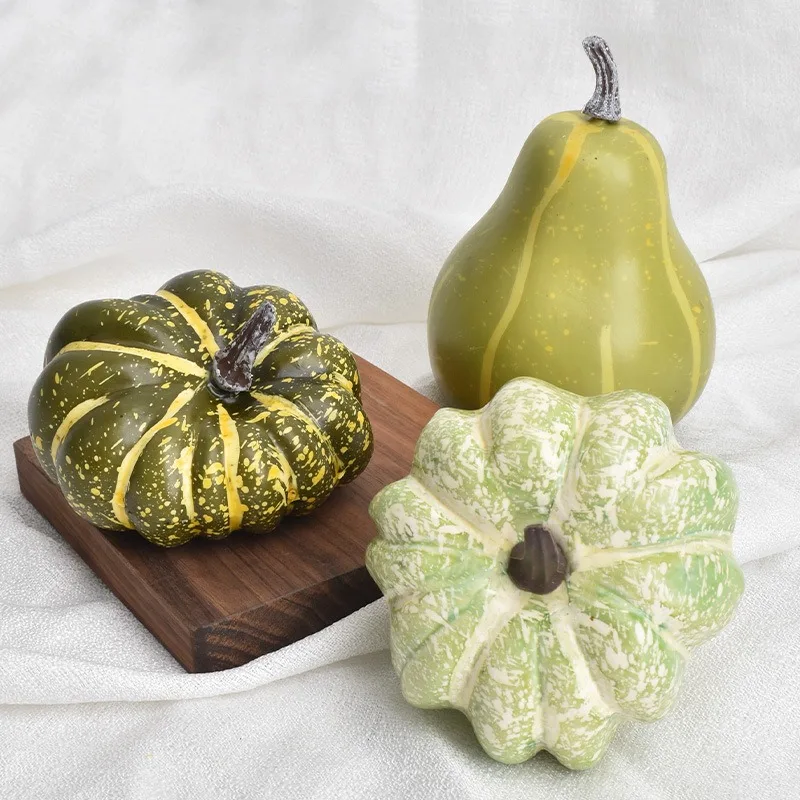 Decorative Pumpkins Green Foam Fake Pumpkin Set Halloween Home Decorations Model Outdoor Photography Props Autumn Decors 6-13cm