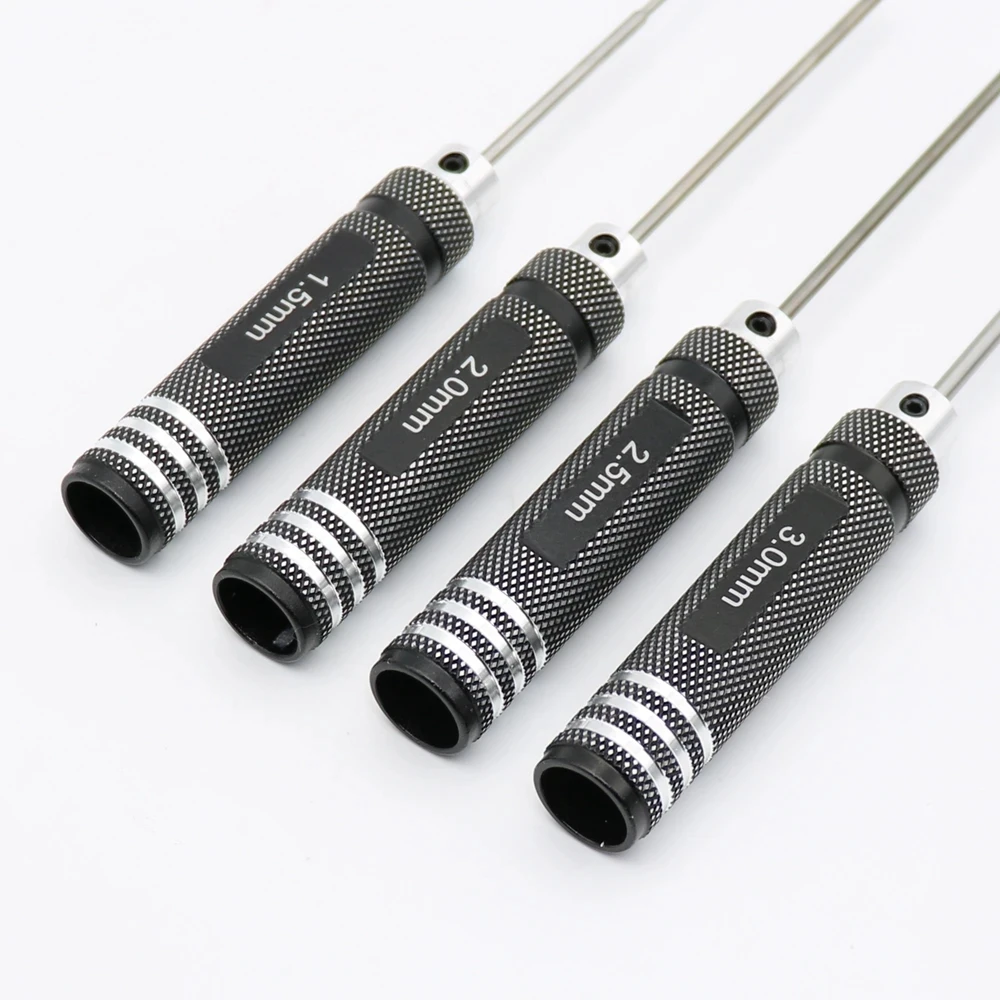 RC 자동차용 4PCS 1.5/2/2.5/3.0mm 검정색 육각 드라이버 알렌 렌치 수리 도구 세트
