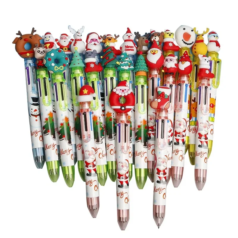 10-20pcs Cartoon Santa Claus Gel Pen 6 Color Student Gift Creative Kawaii Ballpoint Pen School Holiday Writing Stationery
