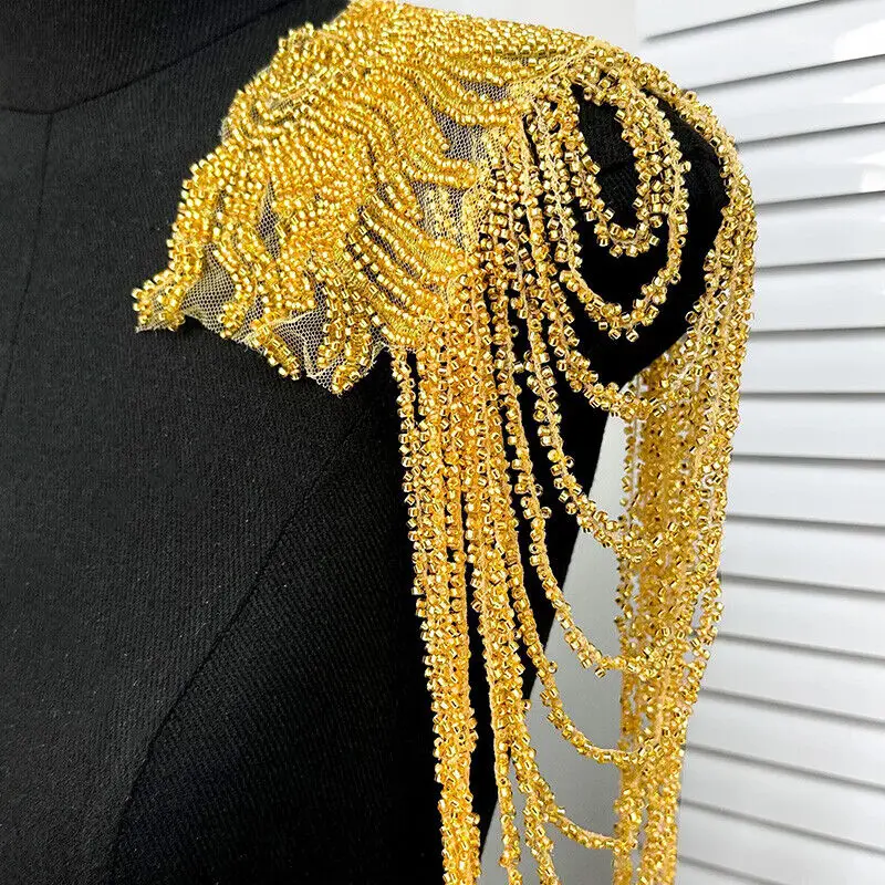 Shoulder Jewelry 1PC Tassel Chain Shoulder Ornaments Wedding Dress Accessories Cloth Patch Shoulder Boards Badge DIY Clothing Accessories