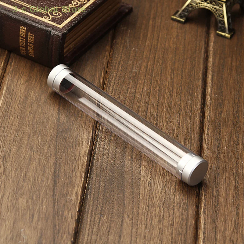 

Cylinder Case Pen Storage Box Stationery Organizer School Office Use Transparent