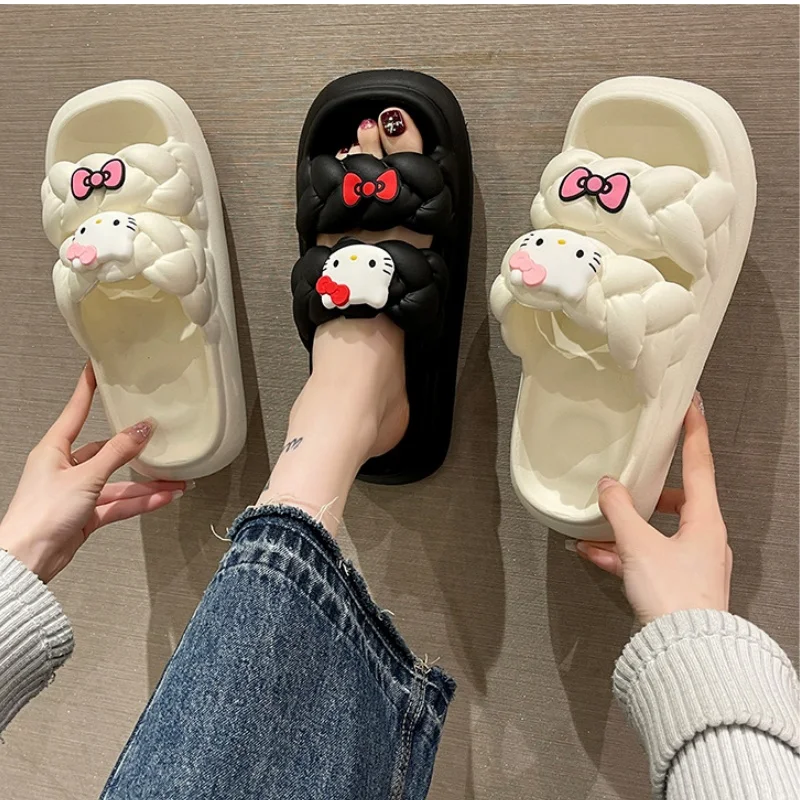 

Кавайные сандалии Sanrios Hellokittys женские нескользящие сандалии для дома и улицы пляжная обувь летние Нескользящие подарочные модные туфли